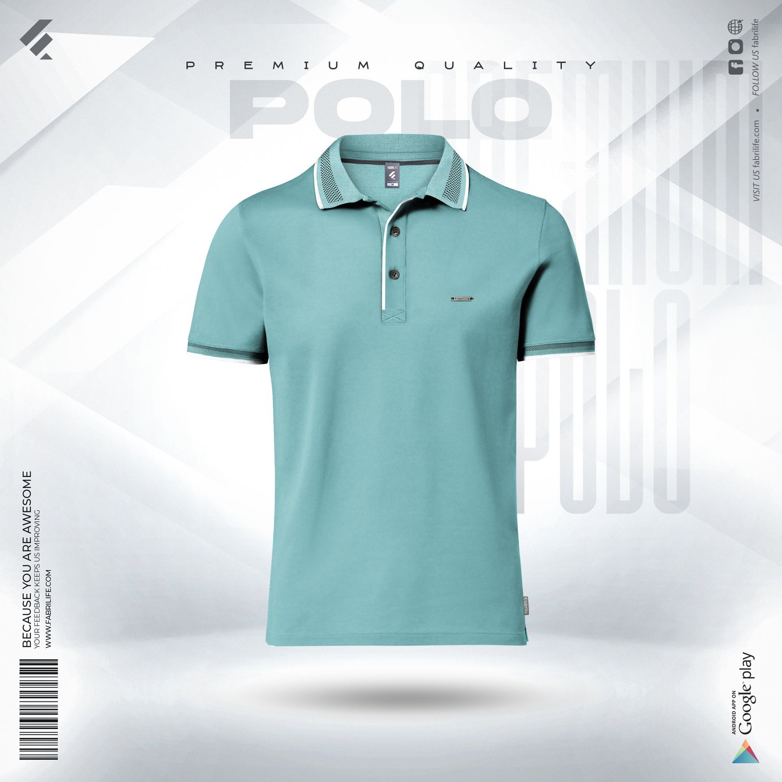 65c4df84492c2-square Premium Double PK Cotton Polo - Nile Blue - Image 1